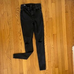 Black American Eagle ripped skinny jeans (extra long)